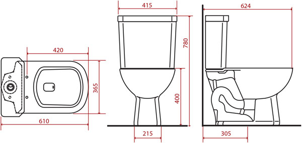 Kit Bacia + Caixa Square 3/6l + Assento + Kit Fixação Branco - Lorenzetti