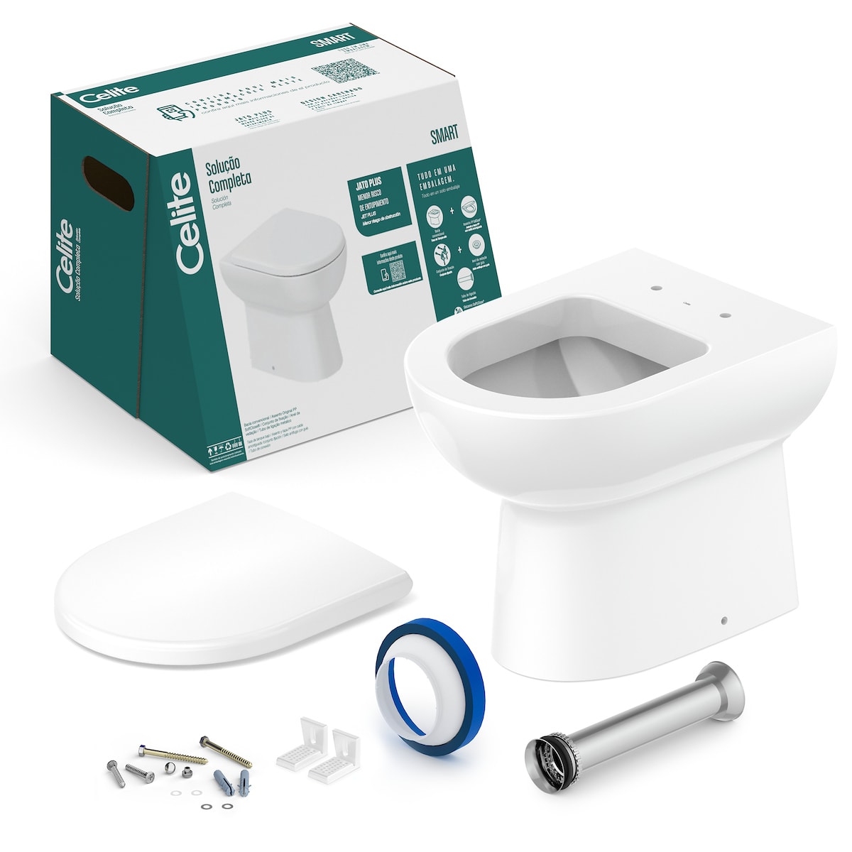 KIT BACIA CONVENCIONAL SMART+ASSENT+CJ FIXACAO BRANCO - CELITE