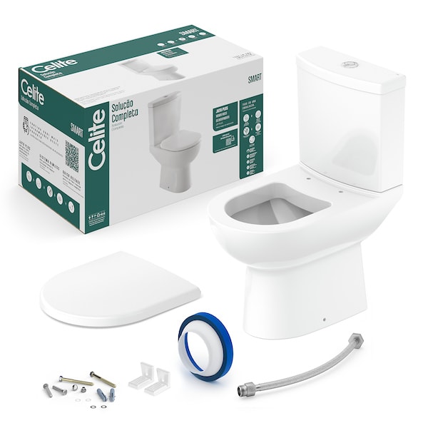 KIT BACIA E CAIXA ACOPLADA SMART+ASSENT+CJ FIXACAO BRANCO - CELITE